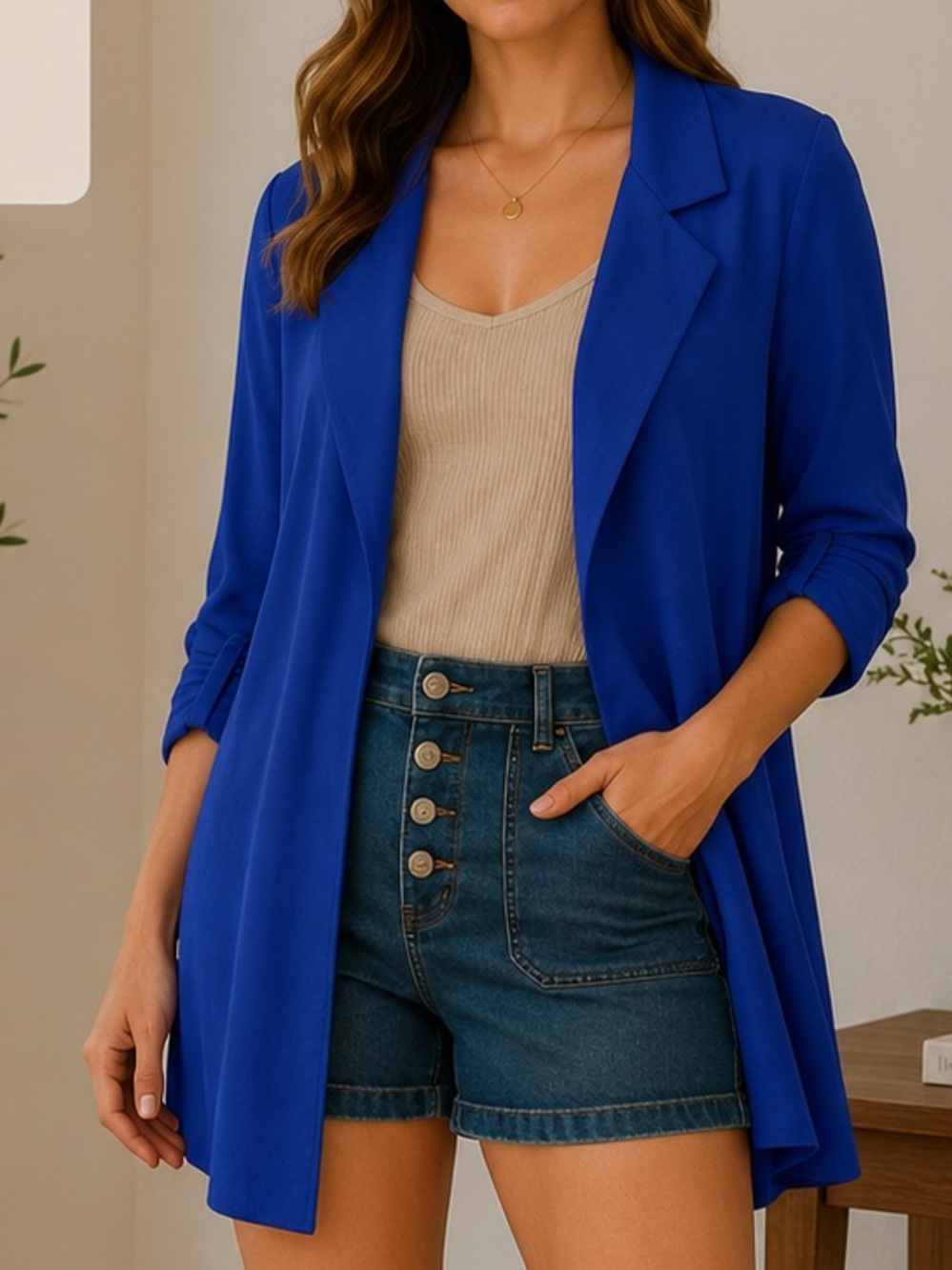Dear Scarlett Royal Blue Open Front Blazer Jacket XL